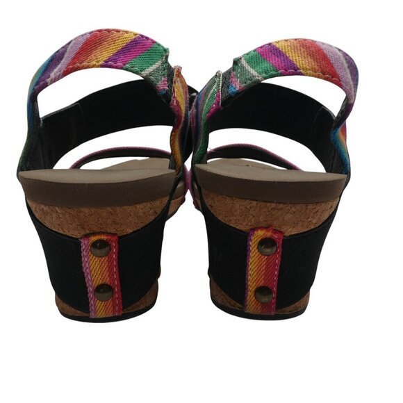 Boutique by Corkys Rum Multicolor Striped Open Toe Wedge Sandals Womens 9 - Picture 8 of 12